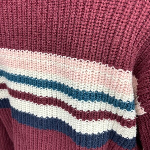 Pacsun Womens Striped Print Red Cotton Long Sleeve Pullover Sweater Top Size XS - Picture 5 of 8